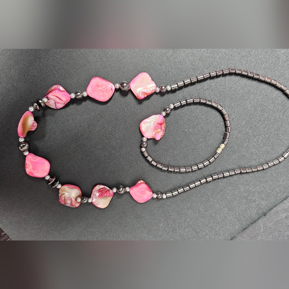 Pink stone Necklace and Braclet set